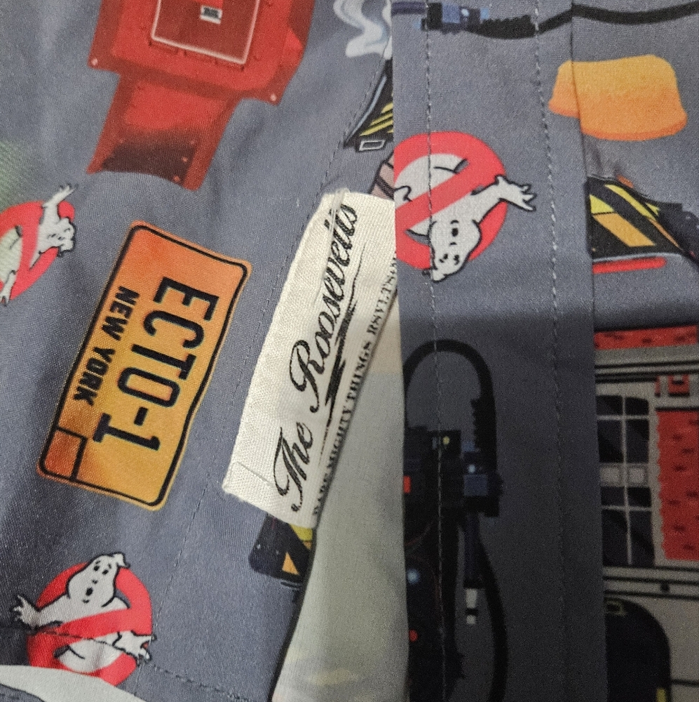 RSVLTS Ghostbusters Ain’t Afraid Button Down Short Sleeve Shirt - Men’s Medium - Picture 5 of 5
